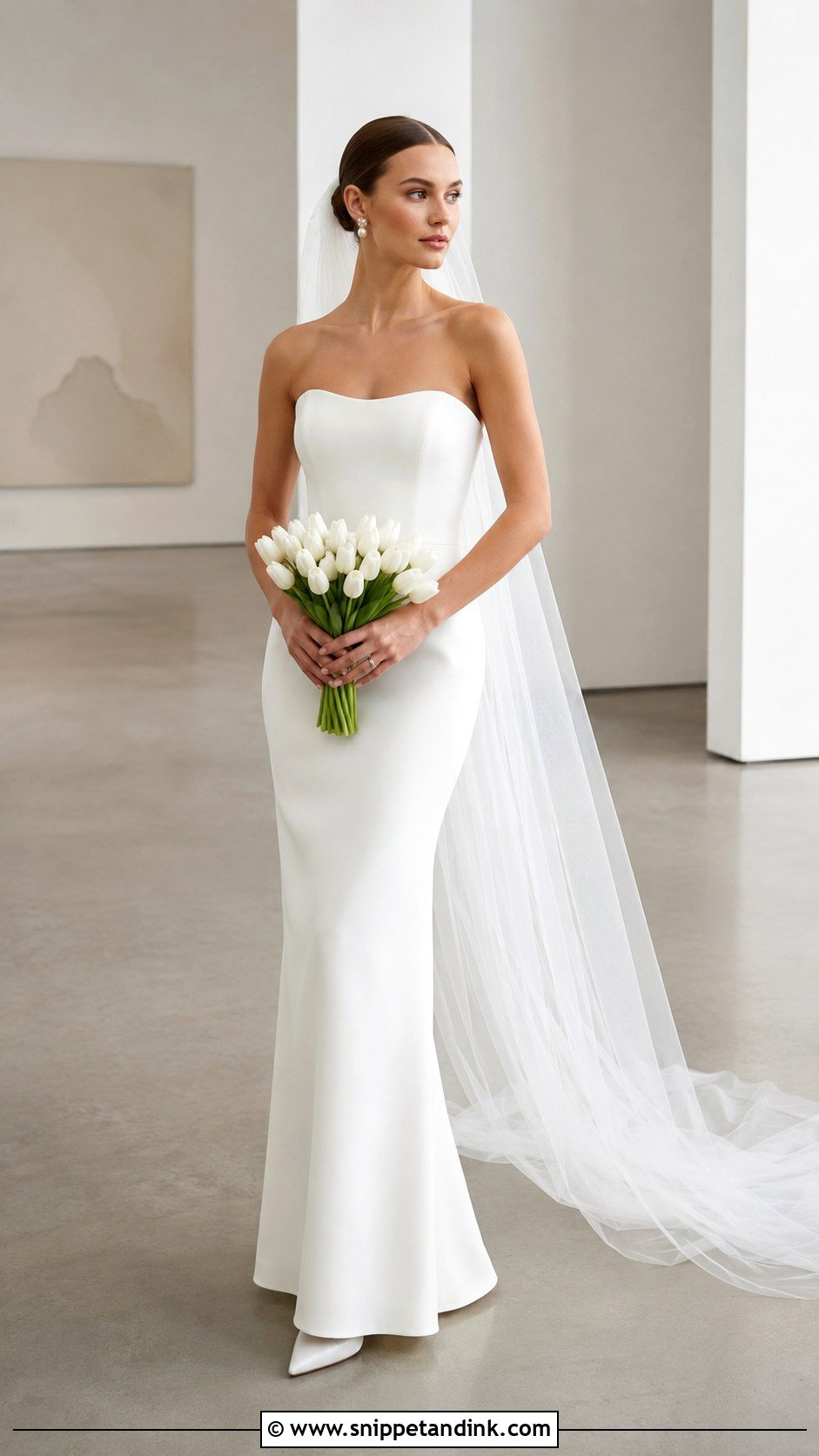 Minimalist Strapless Column Wedding Dress - Snippet and Ink - 20 Fitted Elegant Wedding Dresses