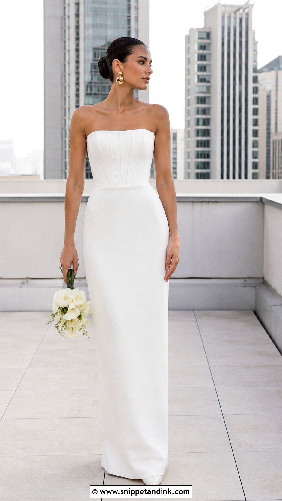 Minimalist Strapless Corset Column Wedding Dress - Snippet and Ink - 20 Strapless Corset Wedding Dress Ideas
