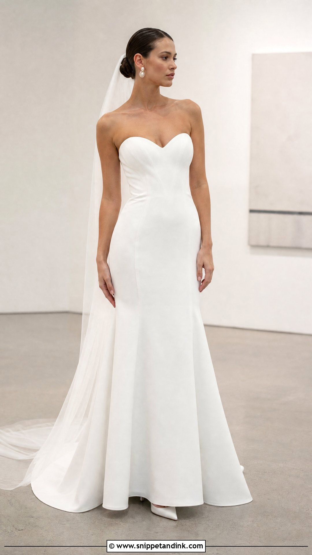 Minimalist Strapless Sweetheart Crepe Wedding Dress - Snippet and Ink - 20 Strapless Sweetheart Wedding Dress Ideas