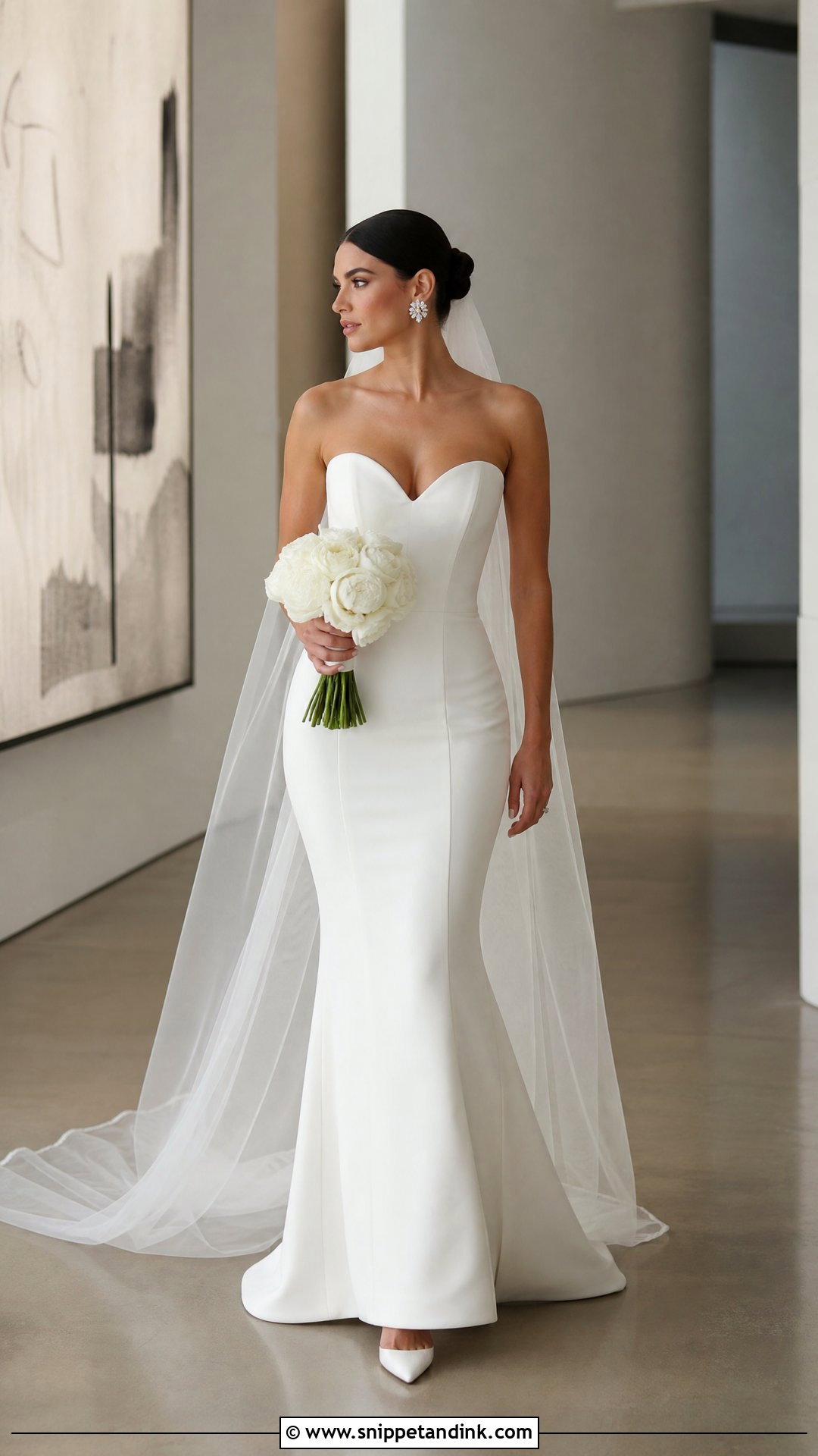 Minimalist Sweetheart Crepe Wedding Dress - Snippet and Ink - 20 Sweet Heart Wedding Dress Ideas