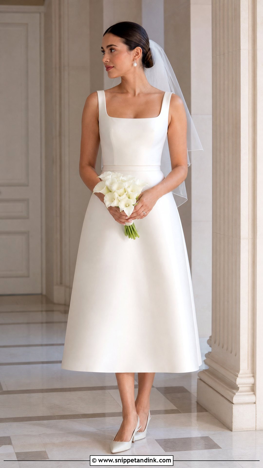 Minimalist Tea Length Wedding Dress - Snippet and Ink - 20 Minimalist Bride Dress Ideas