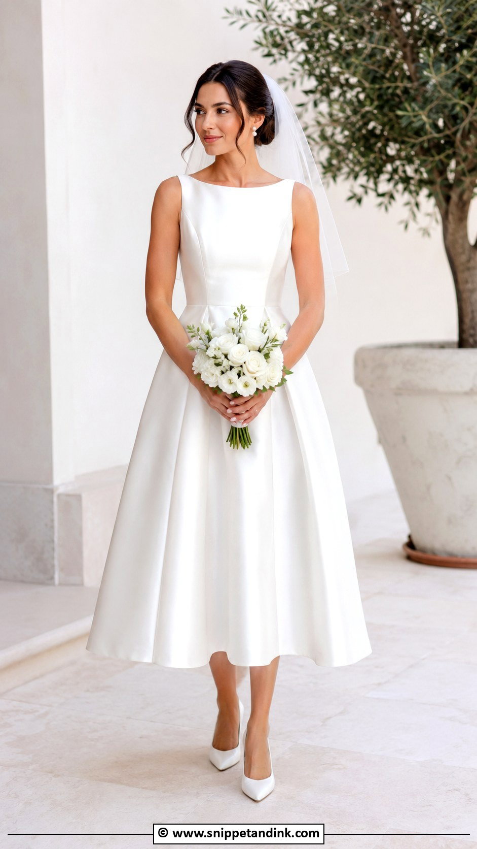 Minimalist Tea Length Wedding Dress - Snippet and Ink - 30 Minimalist Wedding Dresses