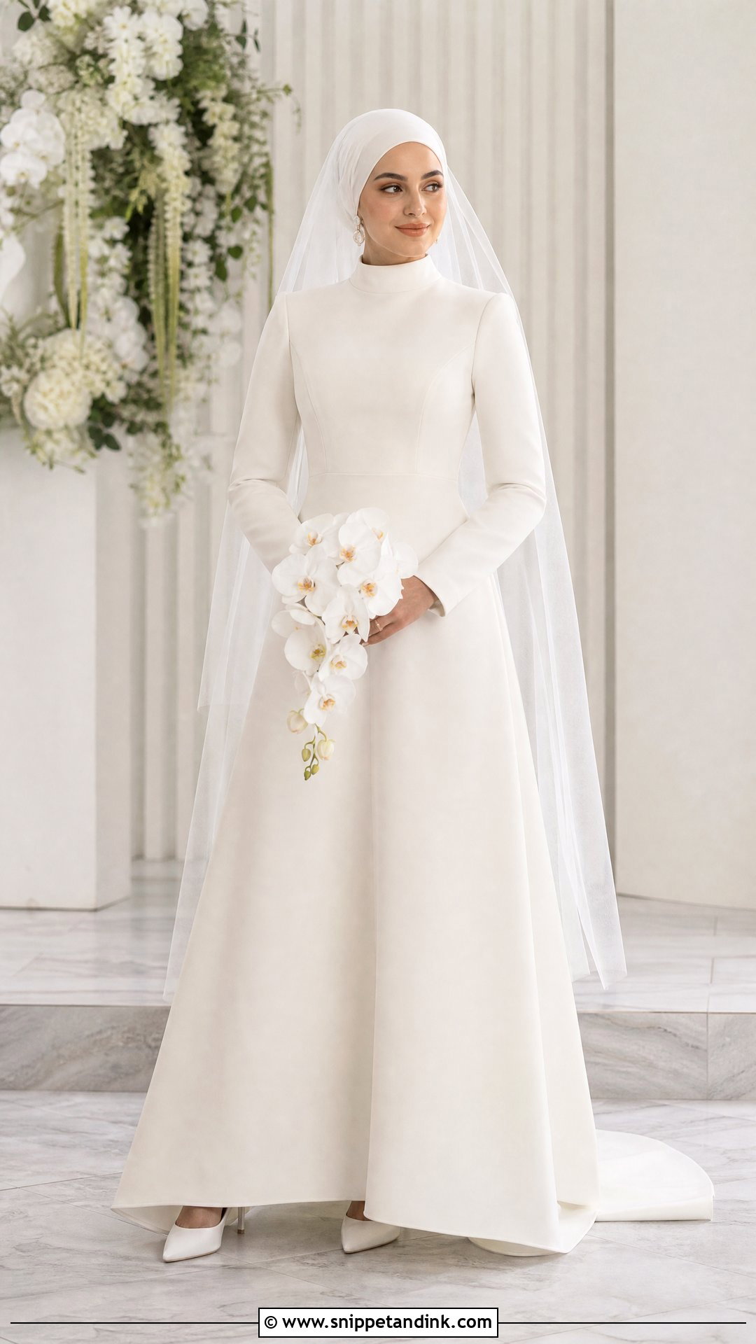 Minimalist Turkish Crepe Hijab Wedding Dress - Snippet and Ink - 20 Turkey Wedding Dress Hijab Ideas