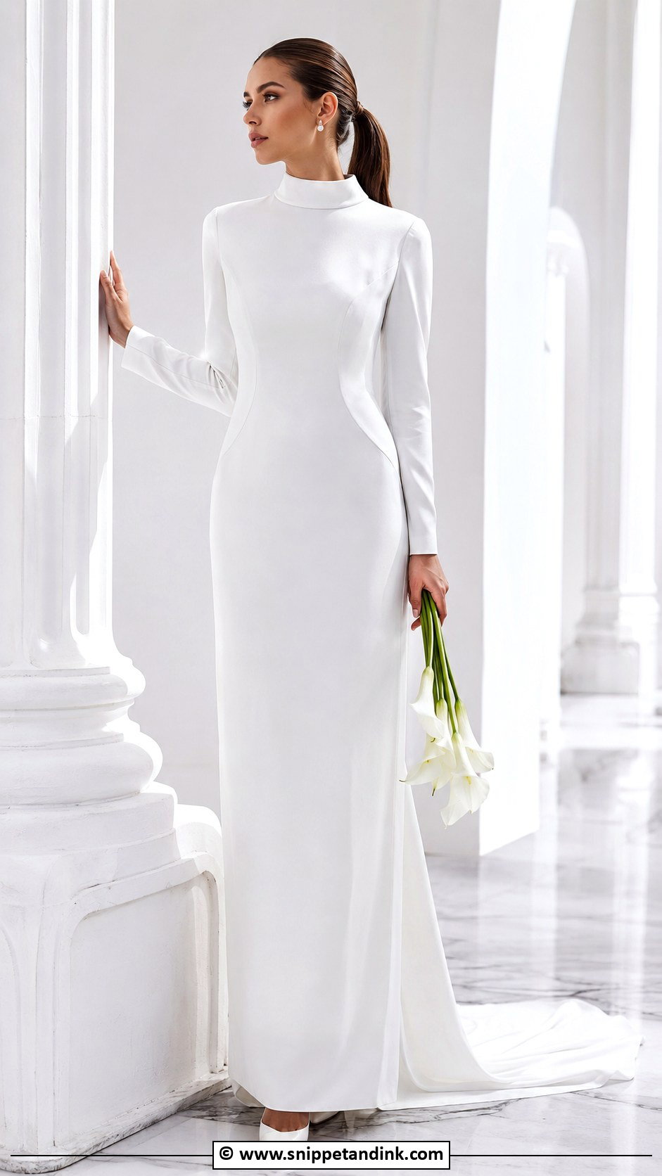 Minimalist Turtleneck Wedding Dress - Snippet and Ink - 25 Turtle Neck Wedding Dress Ideas