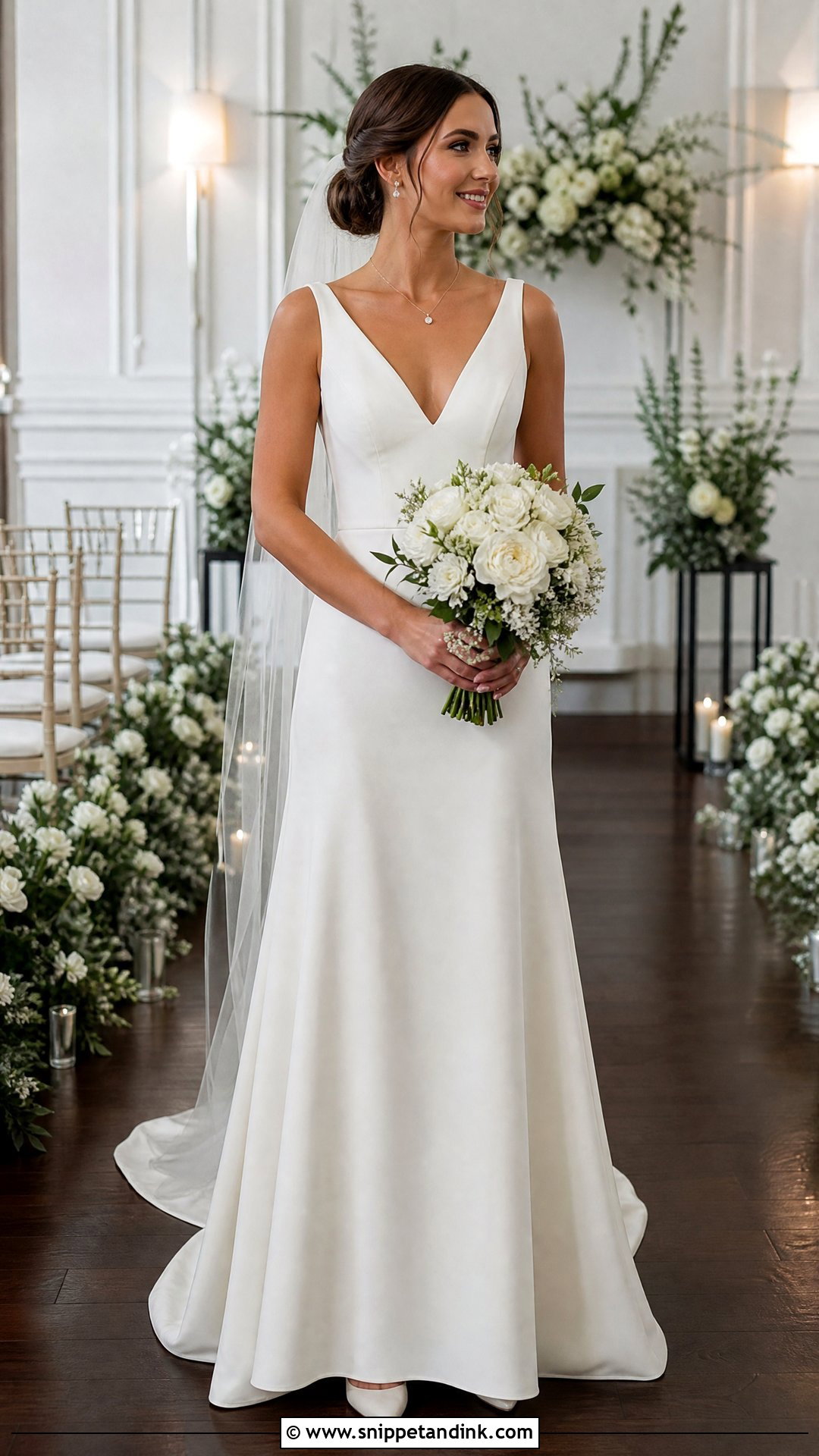 Minimalist V Neck Wedding Dress - Snippet and Ink - 20 Minimalist Bride Dress Ideas