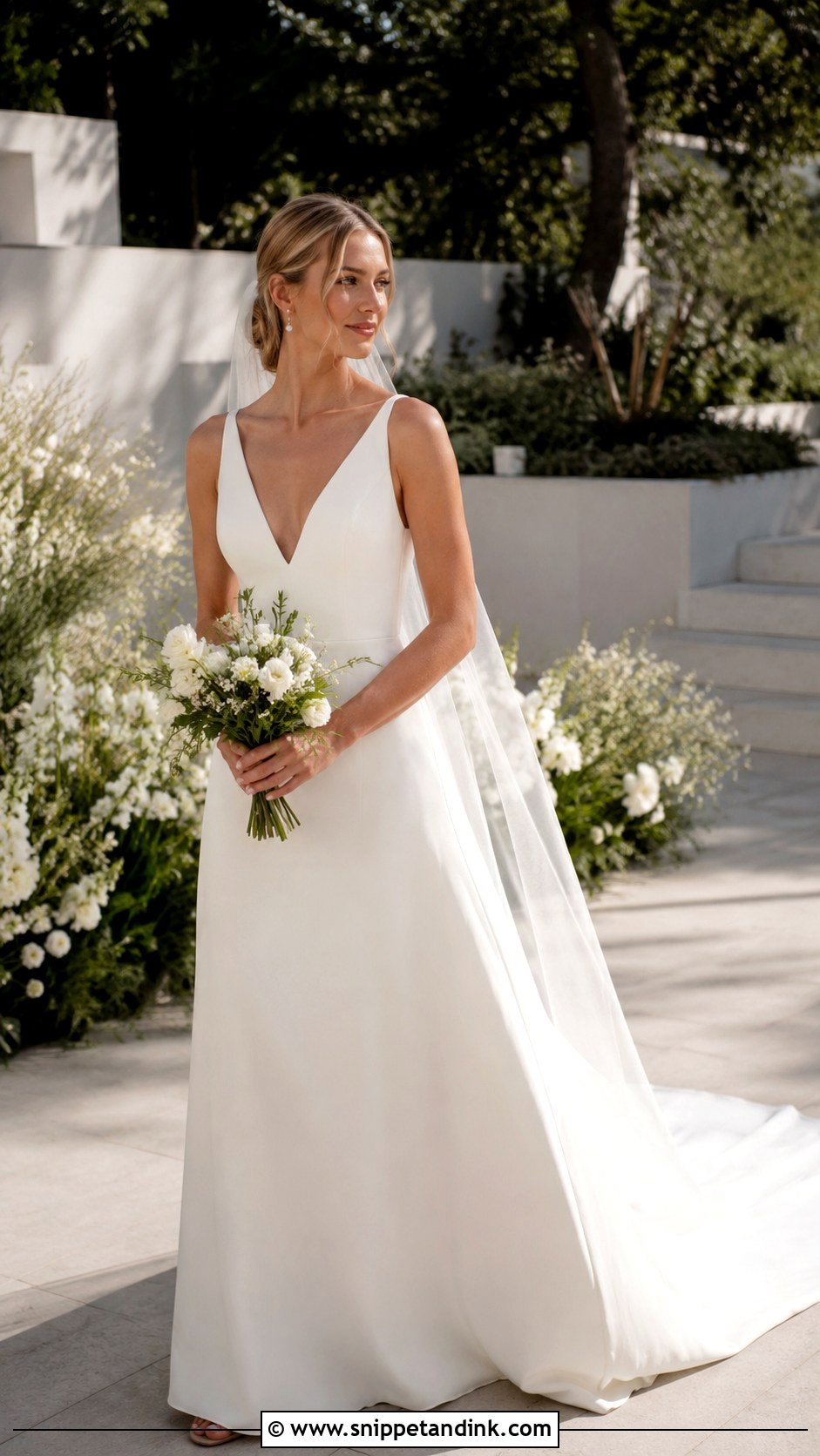 Minimalist V Neck Wedding Dress - Snippet and Ink - 25 Minimalist Wedding Dress Ideas