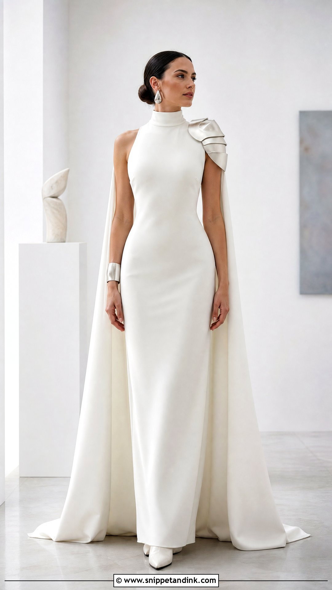 Minimalist Warrior Wedding Dress With Shoulder Armor - Snippet and Ink - 20 Warrior Wedding Dress Ideas