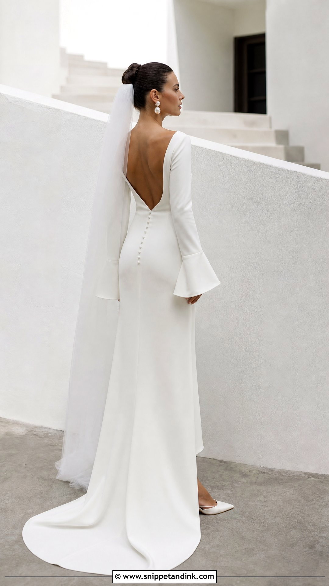 Minimalist Wedding Dress With Bell Sleeves - Snippet and Ink - 20 Wedding Dress with Bell Sleeves