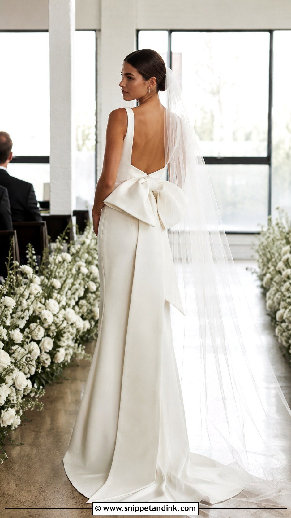 Minimalist Wedding Dress With Bow - Snippet and Ink - 20 Modern Minimalist Wedding Dress Ideas