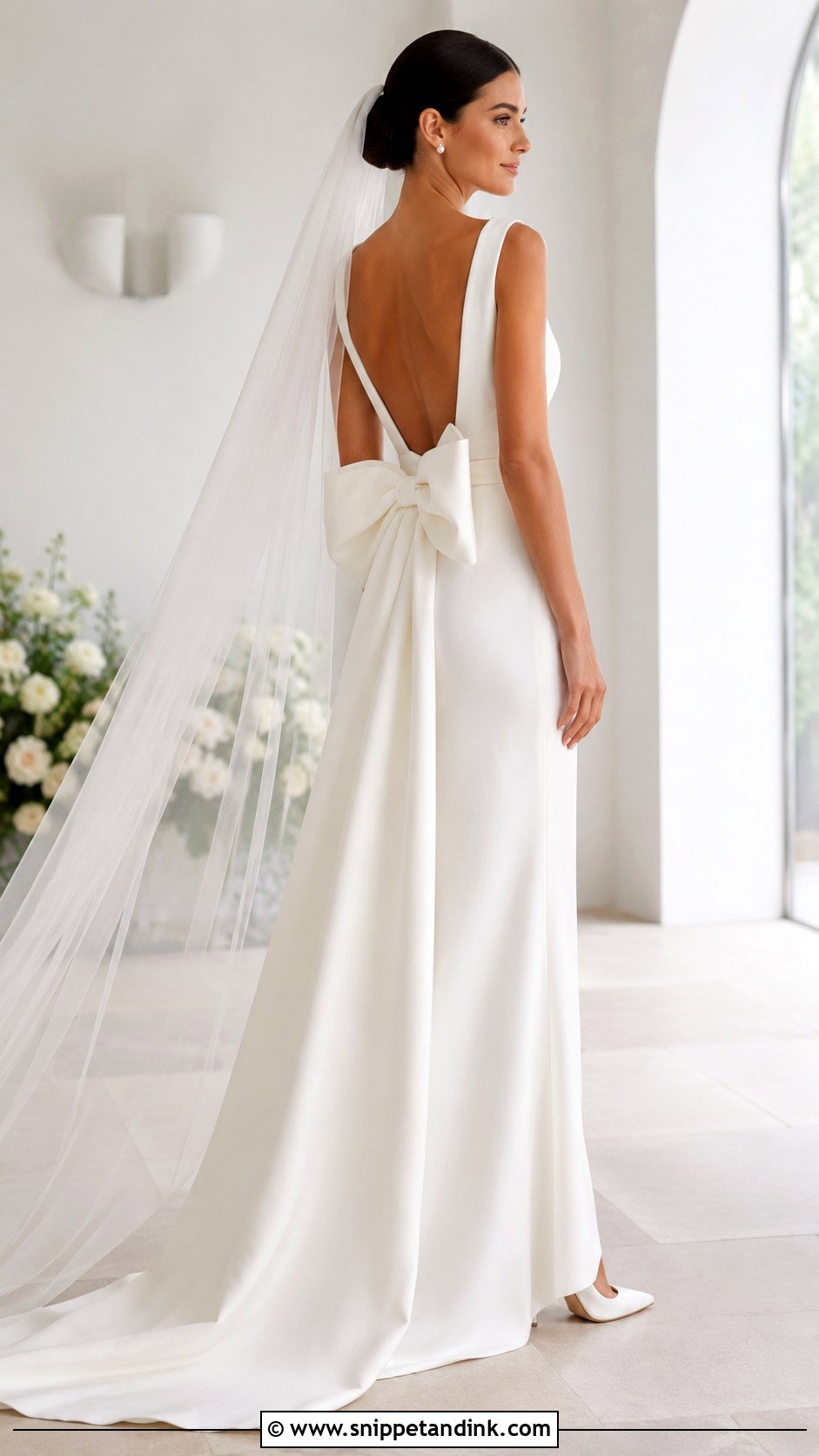 Minimalist Wedding Dress With Bow - Snippet and Ink - 25 Classic Elegant Wedding Dresses