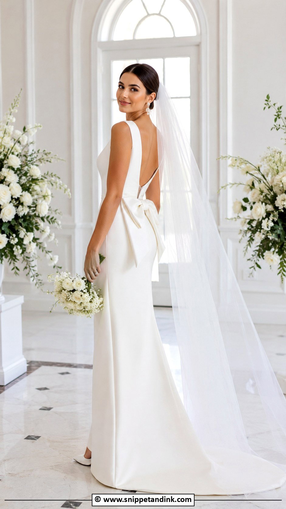 Minimalist Wedding Dress With Bow - Snippet and Ink - 30 Minimalist Wedding Dresses