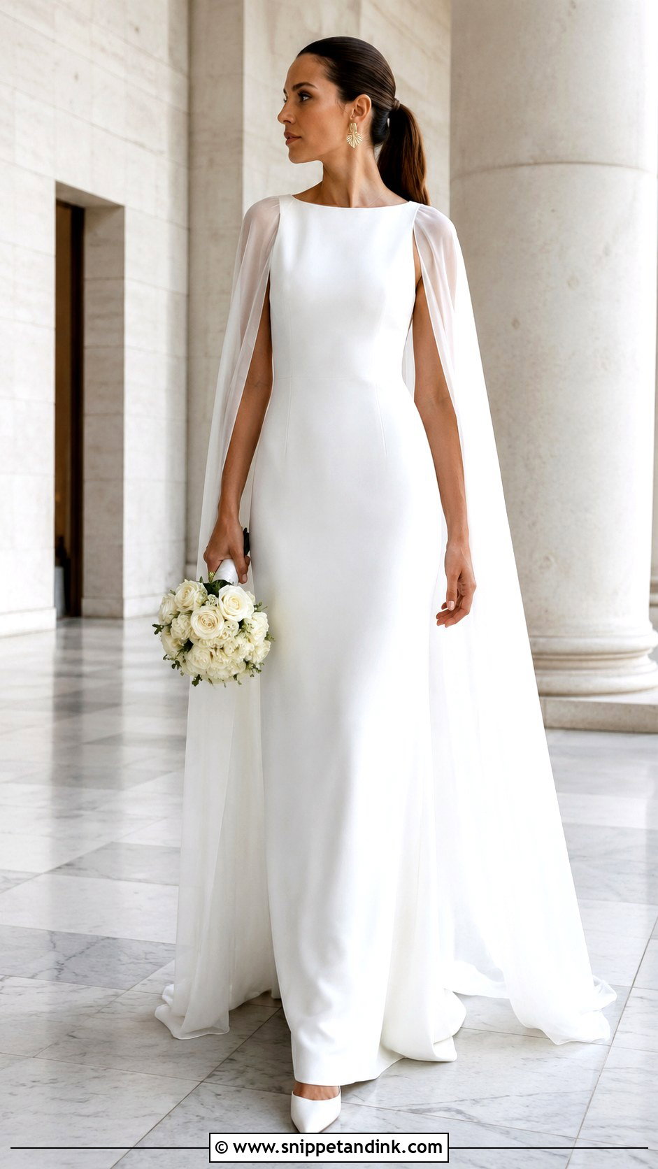 Minimalist Wedding Dress With Cape - Snippet and Ink - 20 Unique Wedding Dresses 2025