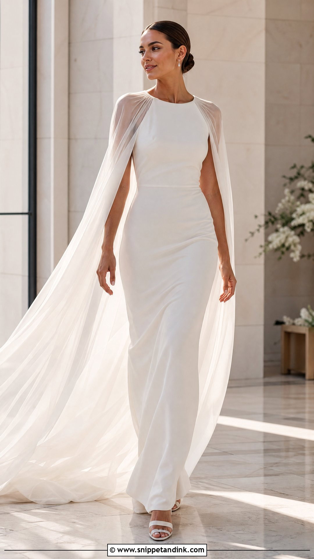 Minimalist Wedding Dress With Cape - Snippet and Ink - 25 Minimalistic Wedding Dress Ideas