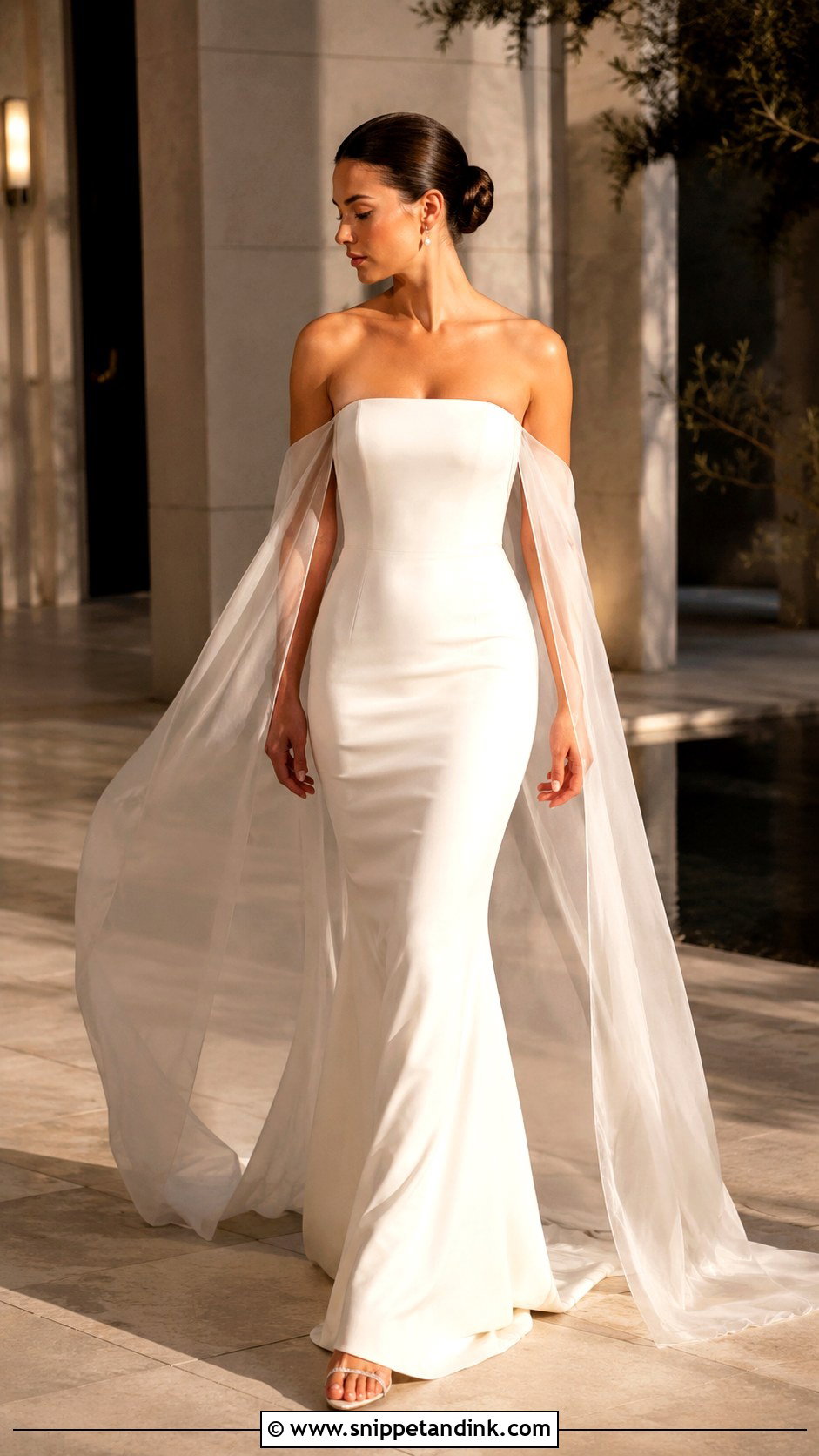 Minimalist Wedding Dress With Cape - Snippet and Ink - 25 Minimalist Wedding Dress Ideas