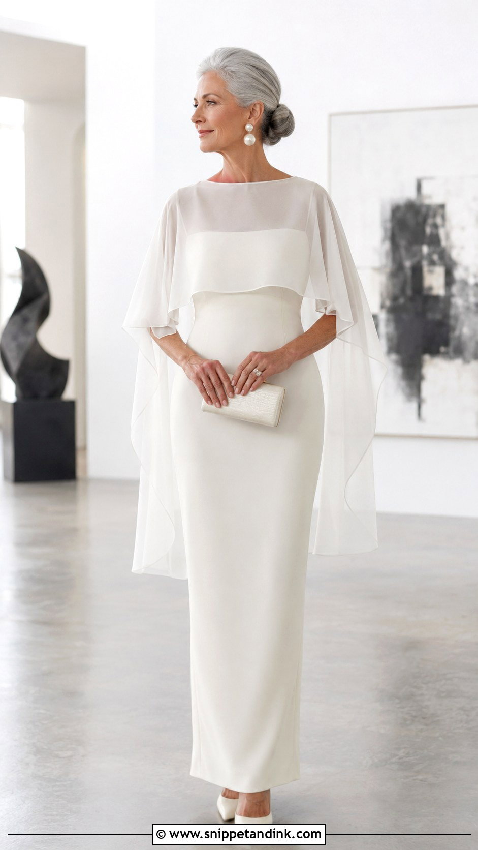 Minimalist Wedding Dress With Capelet - Snippet and Ink - 20 Wedding Dresses for Older Brides