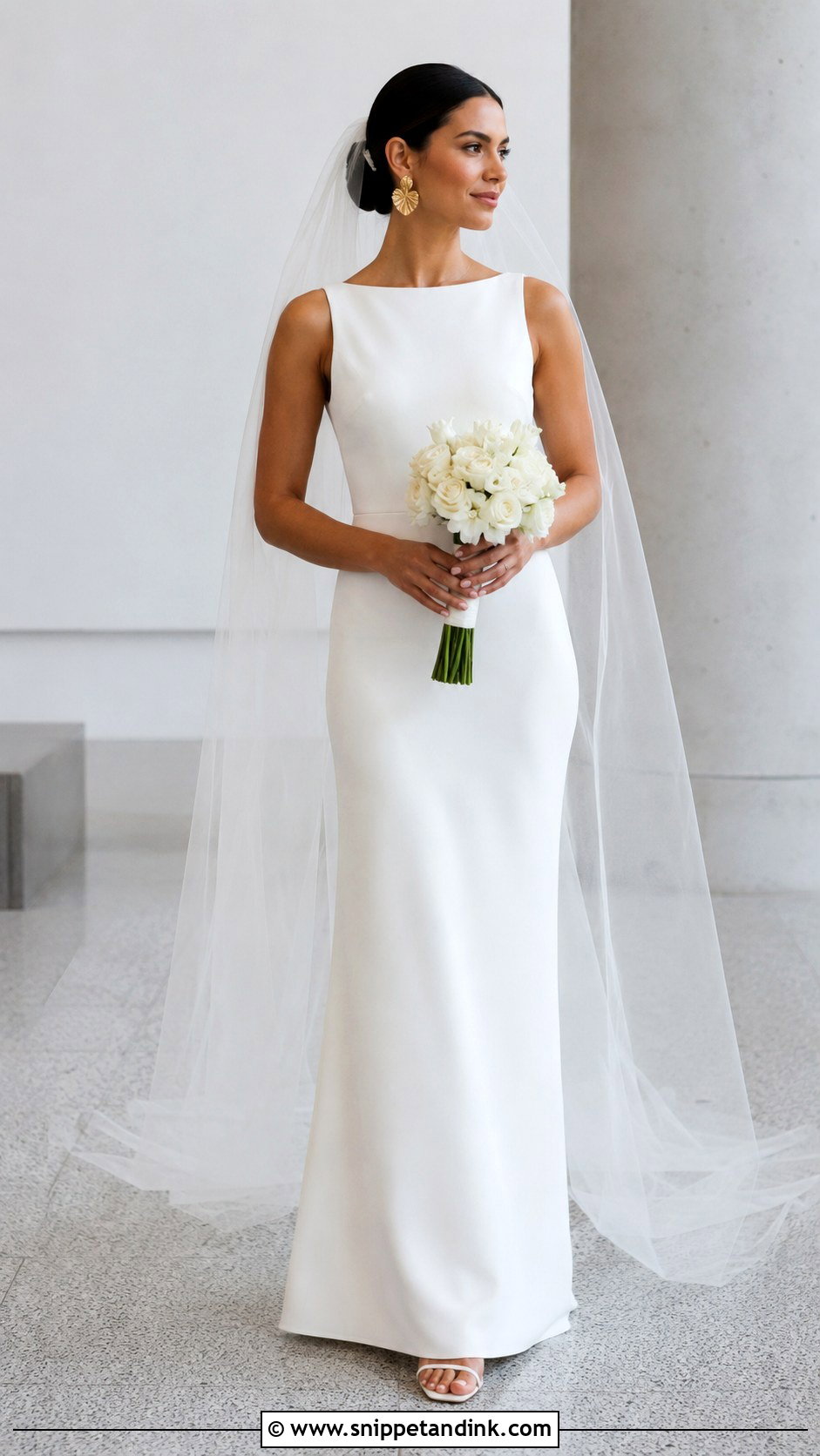 Minimalist Wedding Dress With Clean Veil - Snippet and Ink - 25 Wedding Dress Style Ideas