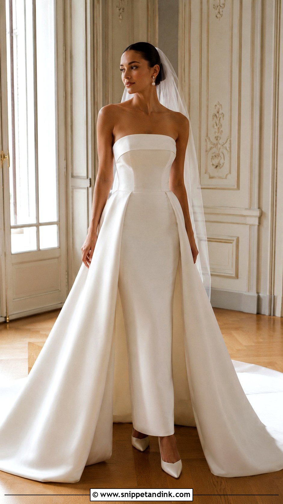 Minimalist Wedding Dress With Detachable Overskirt - Snippet and Ink - 30 Elegant Minimalist Wedding Dress Ideas