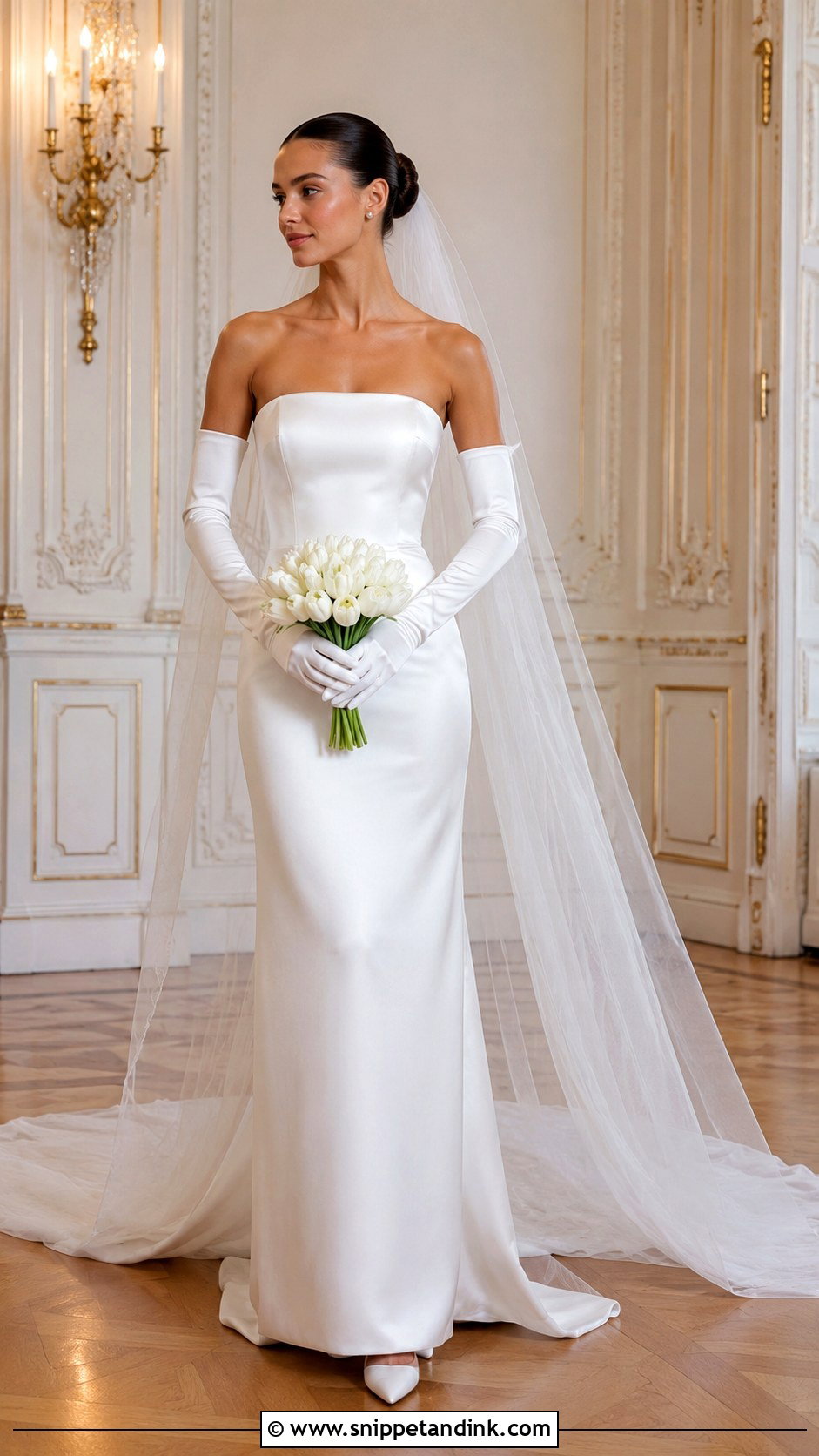 Minimalist Wedding Dress With Gloves - Snippet and Ink - 20 Classy Sophisticated Bride Wedding Dress Ideas
