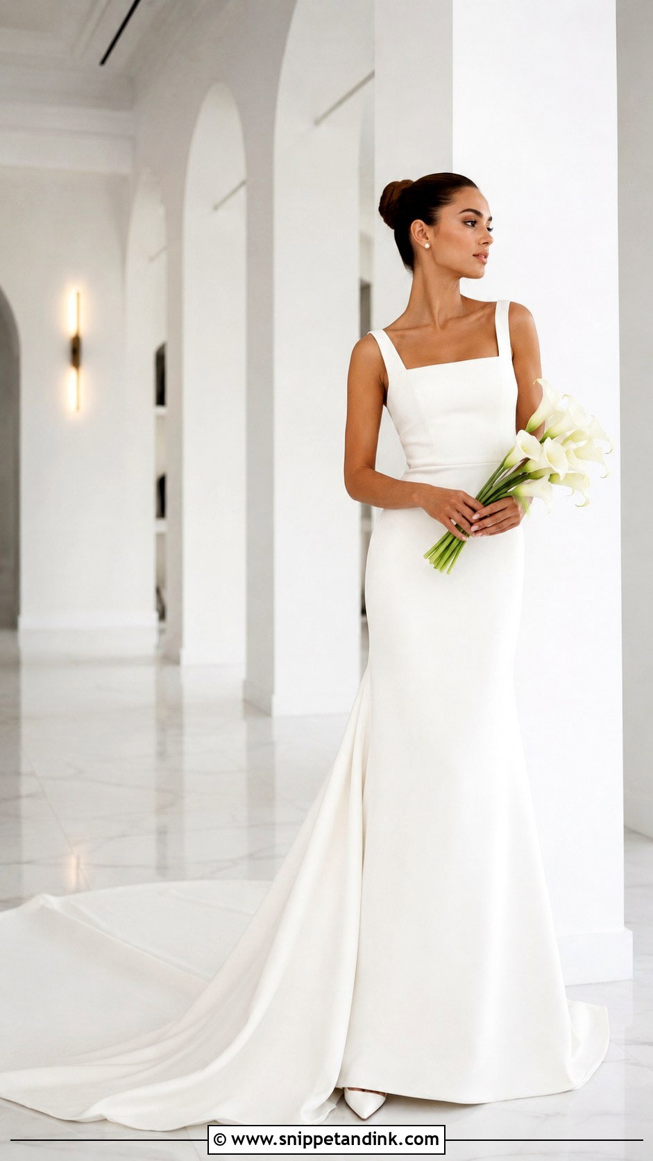 Minimalist Wedding Dress With Long Train - Snippet and Ink - 25 Long Train Wedding Dress Ideas