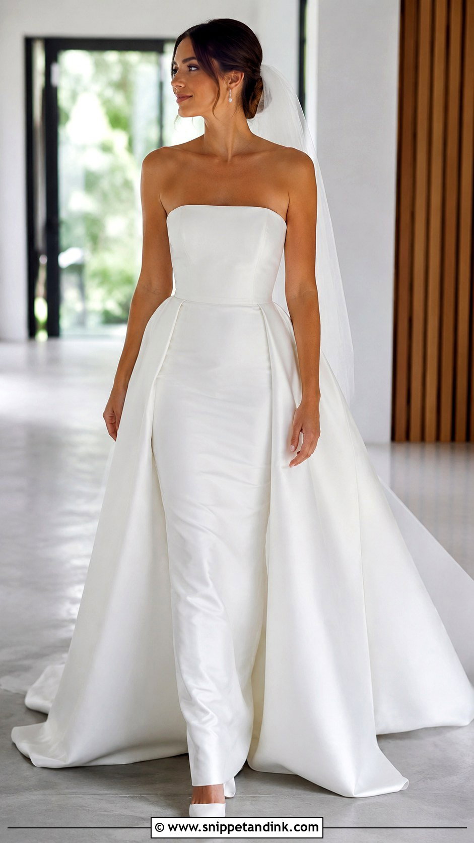 Minimalist Wedding Dress With Overskirt - Snippet and Ink - 25 Classic Minimalist Wedding Dress Ideas