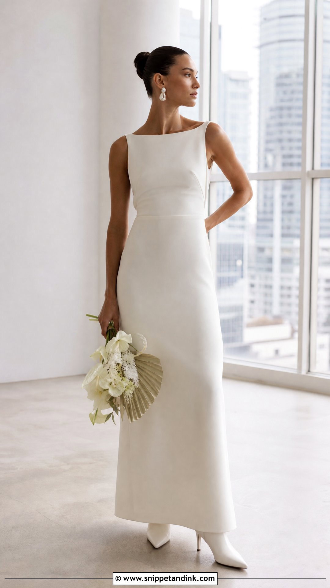 Minimalist Wedding Dress With Pointed Ankle Boots - Snippet and Ink - 20 Wedding Dress Boots Ideas