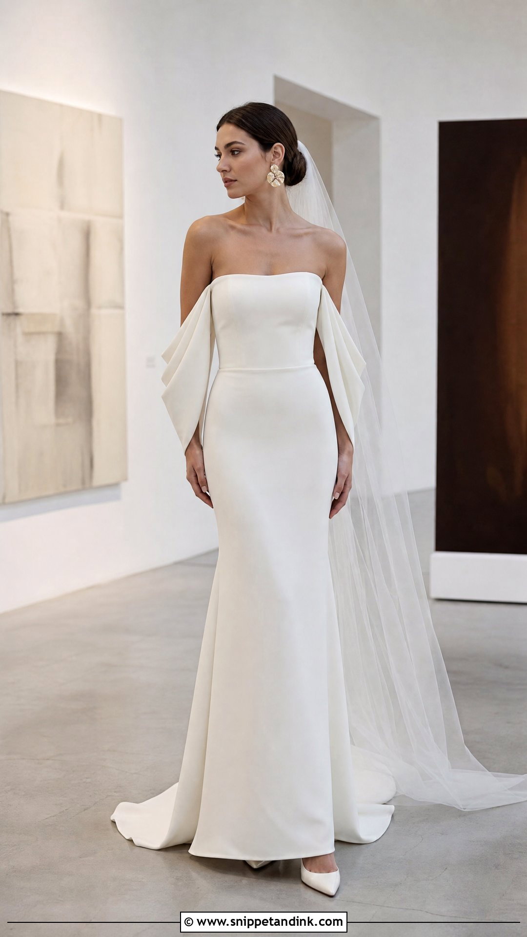 Minimalist Wedding Dress With Removable Draped Sleeves - Snippet and Ink - 20 Wedding Dress with Removable Sleeves