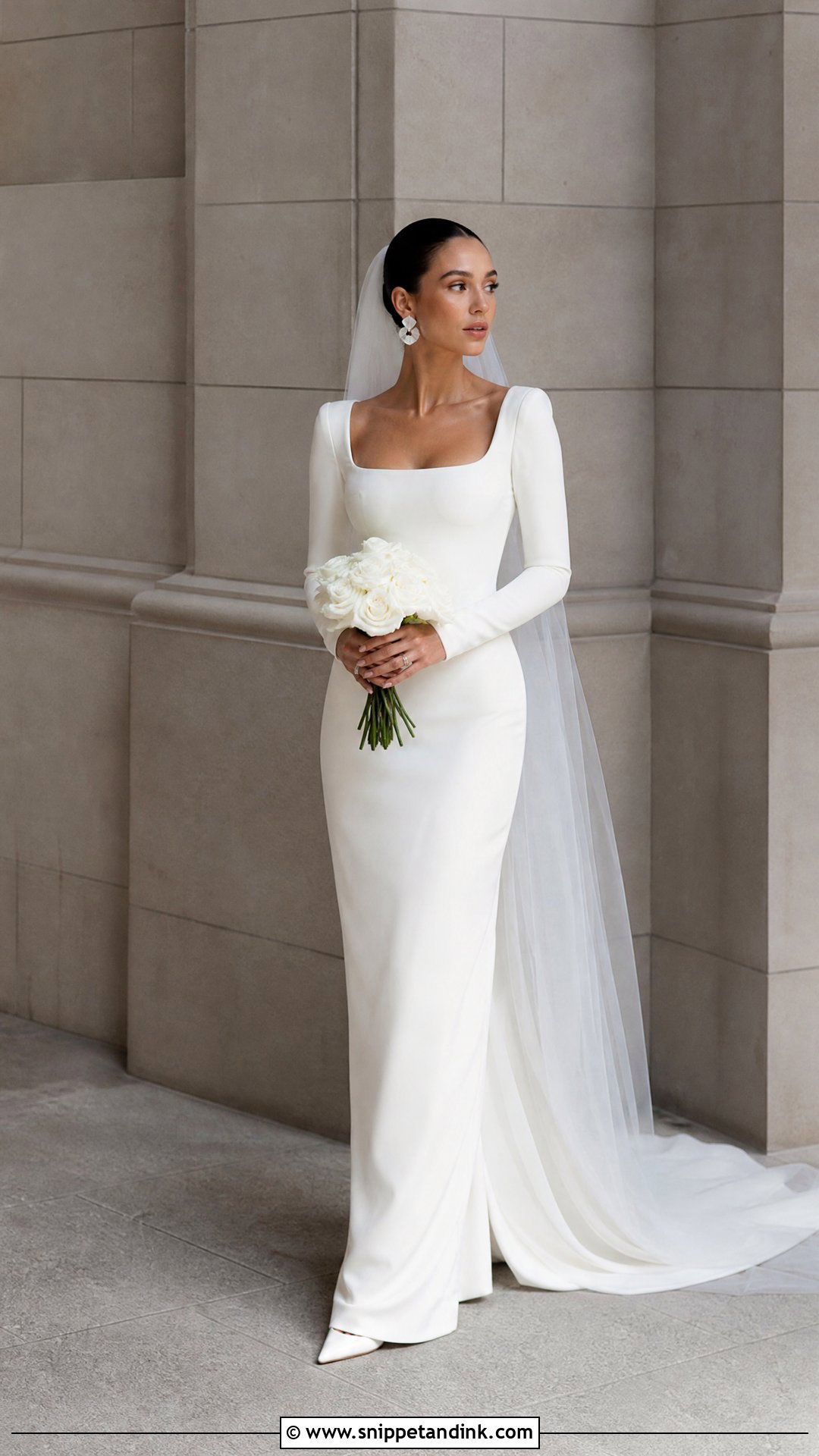 Minimalist Wedding Dress With Sleeves - Snippet and Ink - 25 Timeless Wedding Dresses with Sleeves