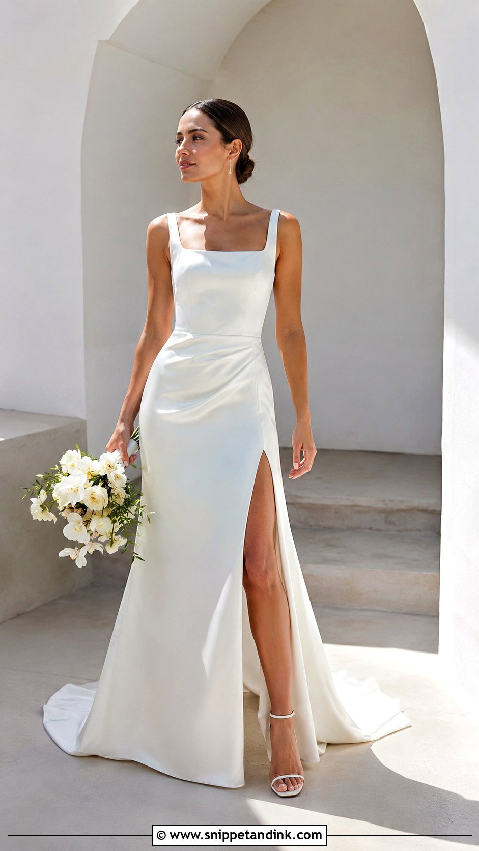 Minimalist Wedding Dress With Slit - Snippet and Ink - 30 Elegant Minimalist Wedding Dress Ideas