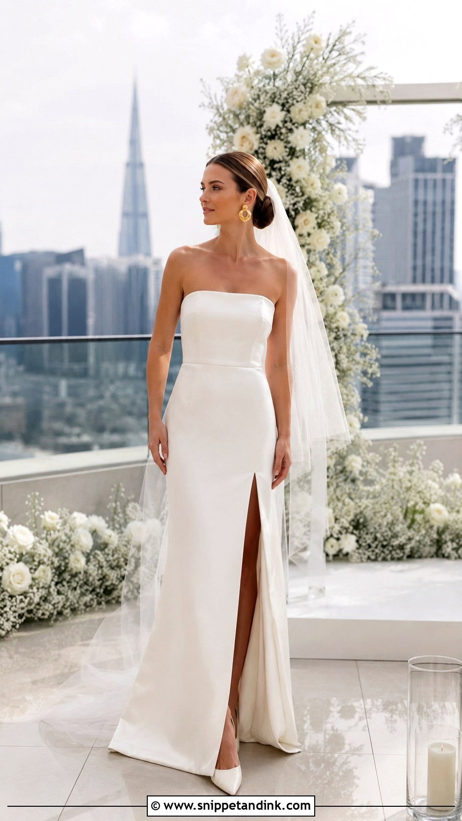 Minimalist Wedding Dress With Slit - Snippet and Ink - 20 Modern Minimalist Wedding Dress Ideas