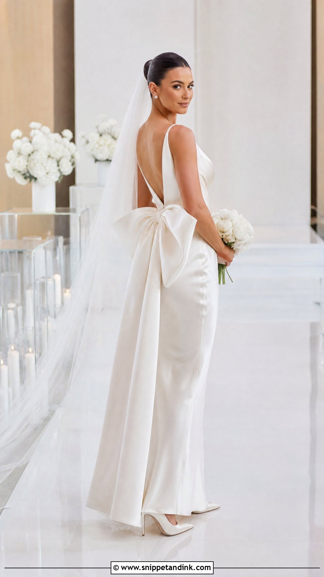 Minimalist Wedding Dress With Statement Bow - Snippet and Ink - 20 Wedding Dress Combination Ideas