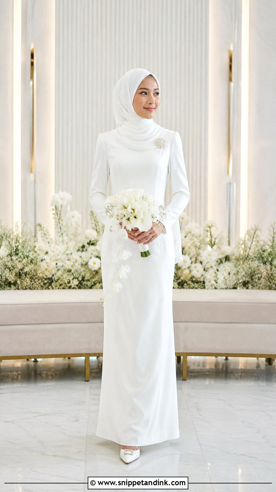 Minimalist White Nikah Dress - Snippet and Ink - 25 Malay Nikah Wedding Dress Ideas