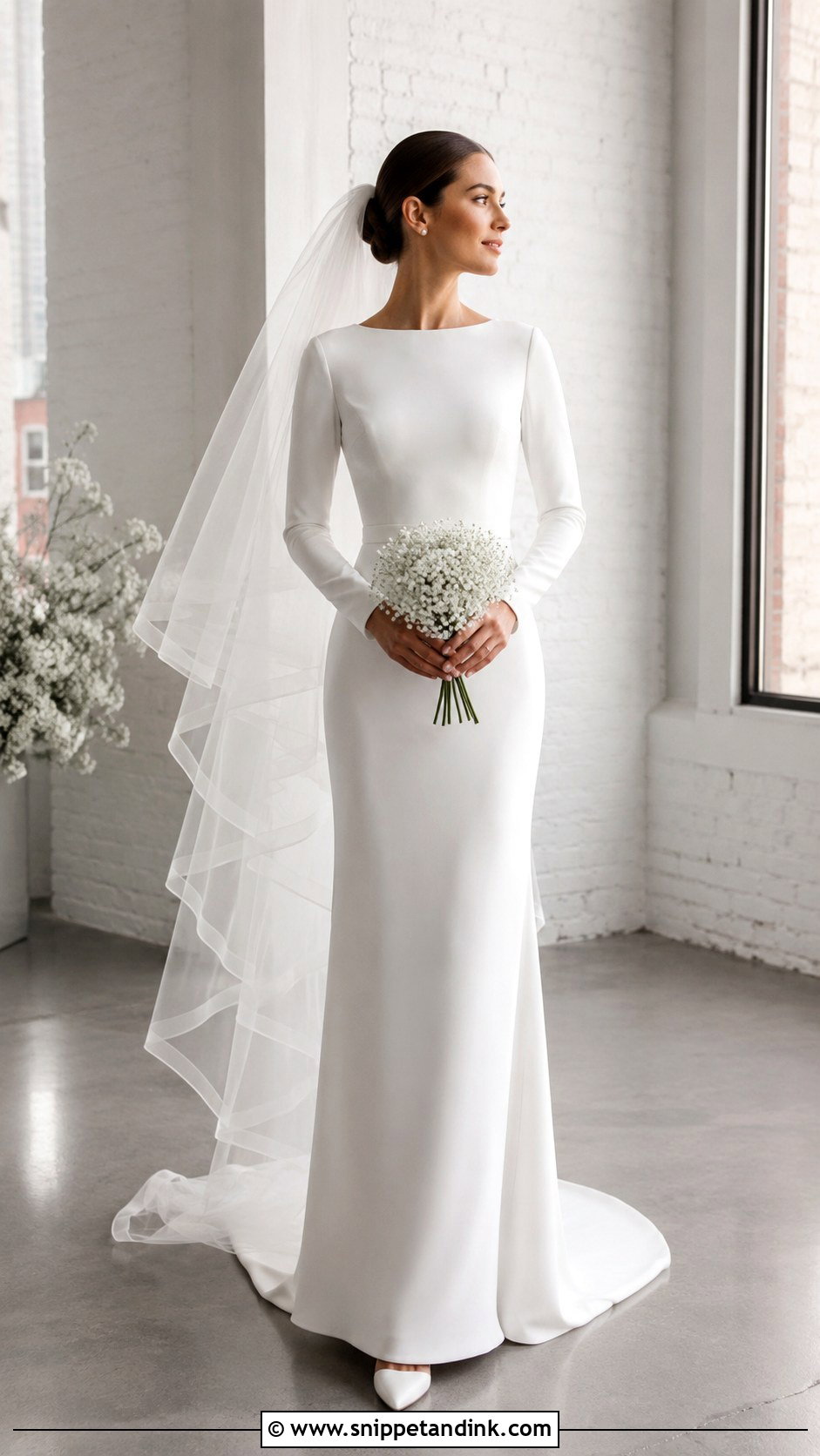 Minimalist Winter Bridal Dress - Snippet and Ink - 25 Winter Bridal Dress Ideas