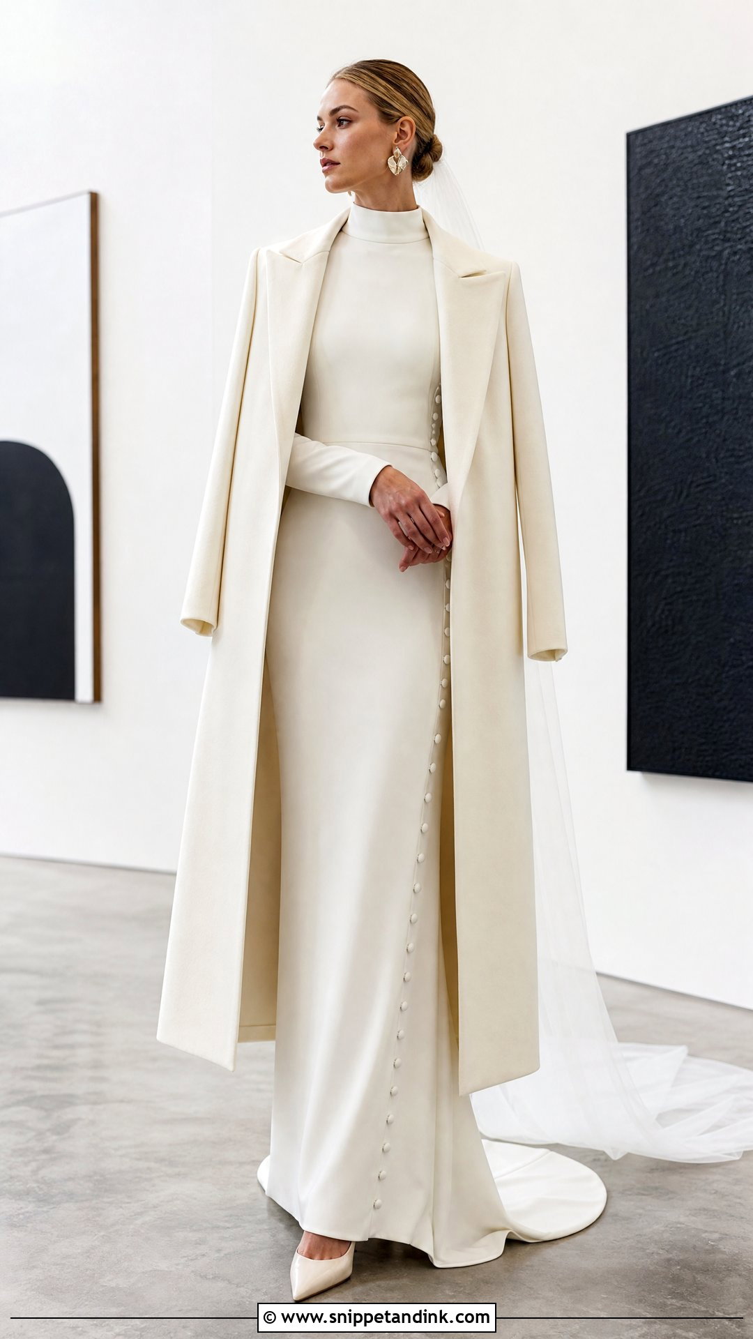 Minimalist Winter Bride Dress - Snippet and Ink - 20 Winter Bride Dress Ideas