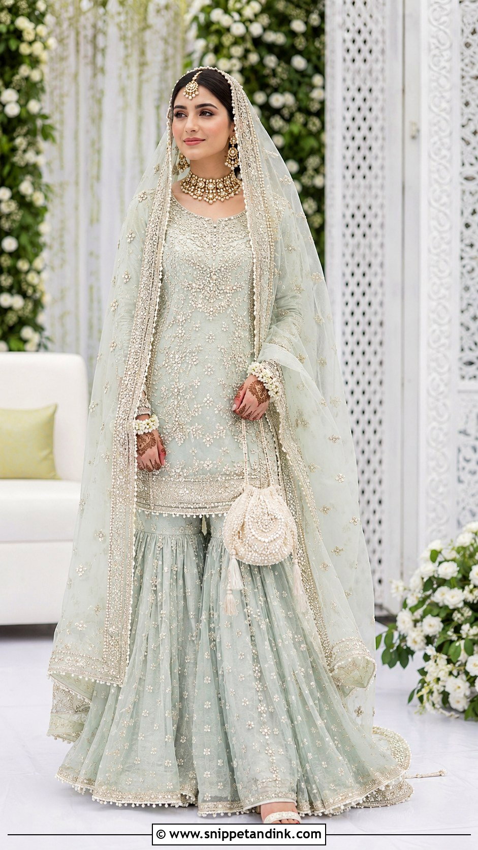 Mint Agha Noor Bridal Gharara - Snippet and Ink - 20 Agha Noor Bridal Ideas