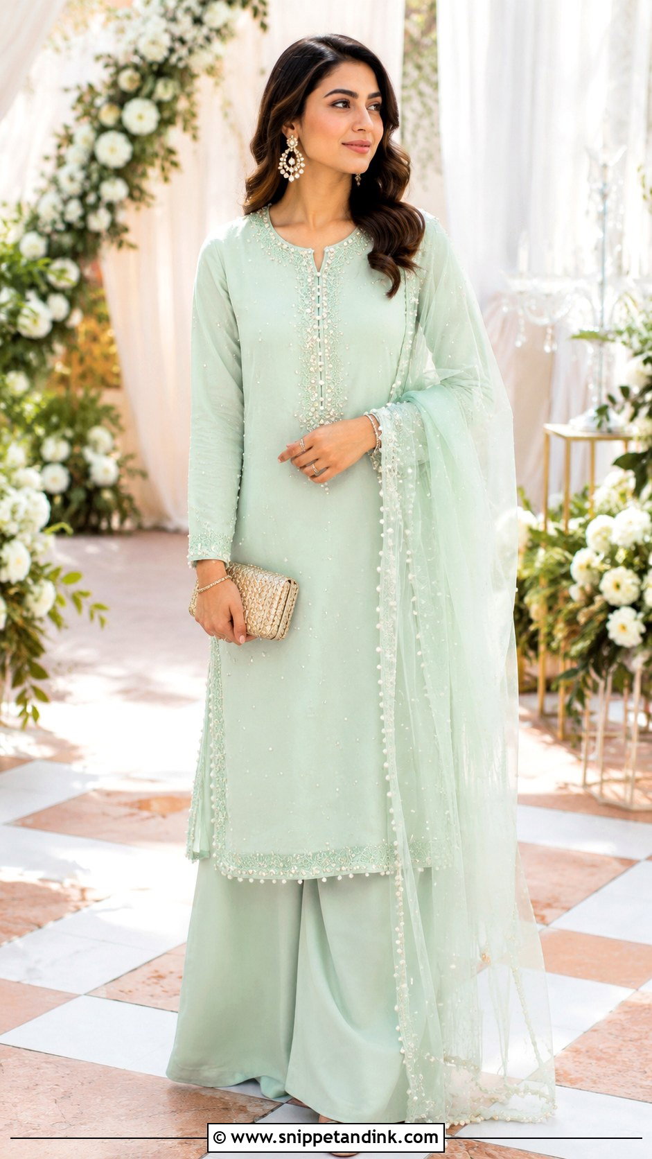 Mint Bridal Pearl Work Salwar Suit - Snippet and Ink - 25 Bridal Salwar Suits Wedding