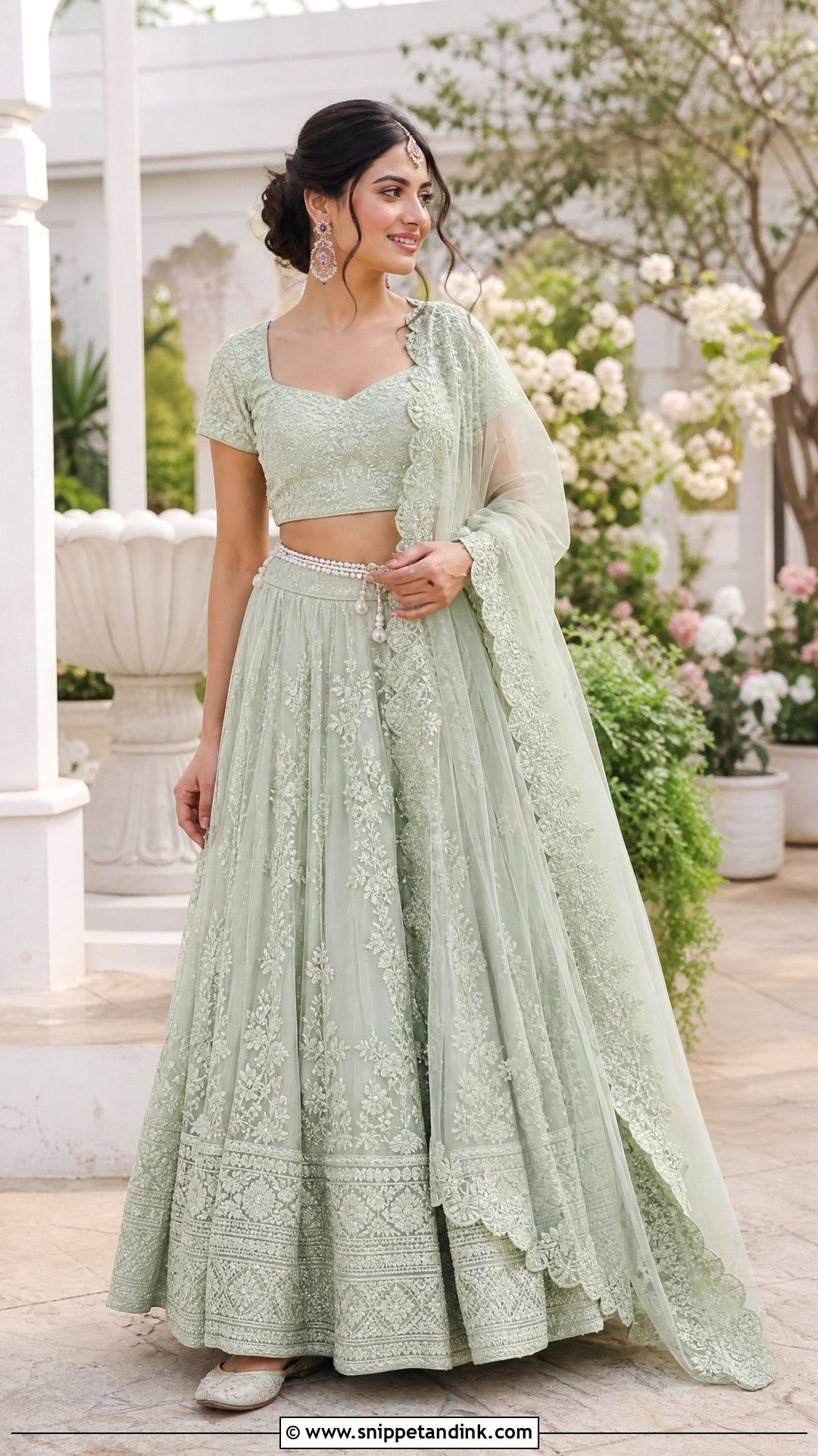 Mint Chikankari Lehenga Mehndi Outfit - Snippet and Ink - 25 Mehndi Function Dress Outfit for Bride Ideas