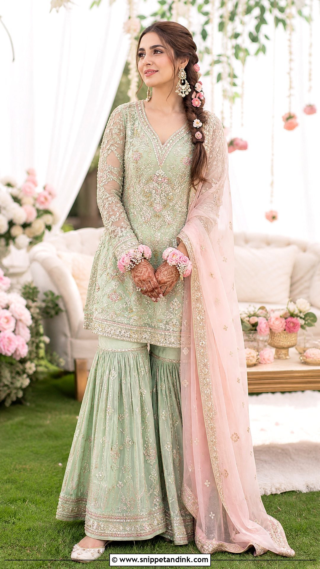 Mint Gharara Bridal Mehndi Outfit - Snippet and Ink - 20 Simple Bridal Mehndi Outfit Ideas
