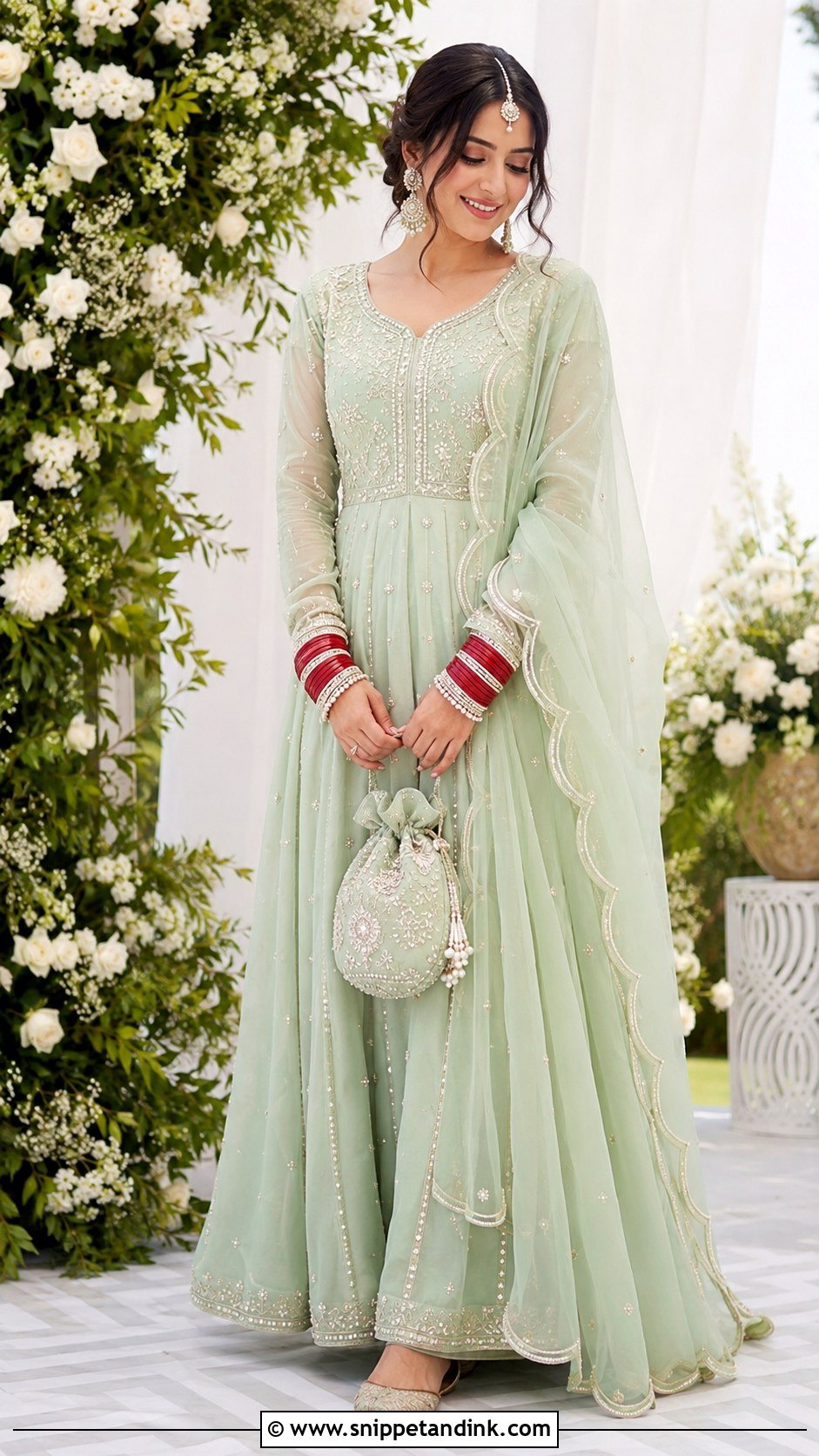 Mint Green Anarkali Choora Ceremony Outfit - Snippet and Ink - 20 Choora Ceremony Outfit Ideas