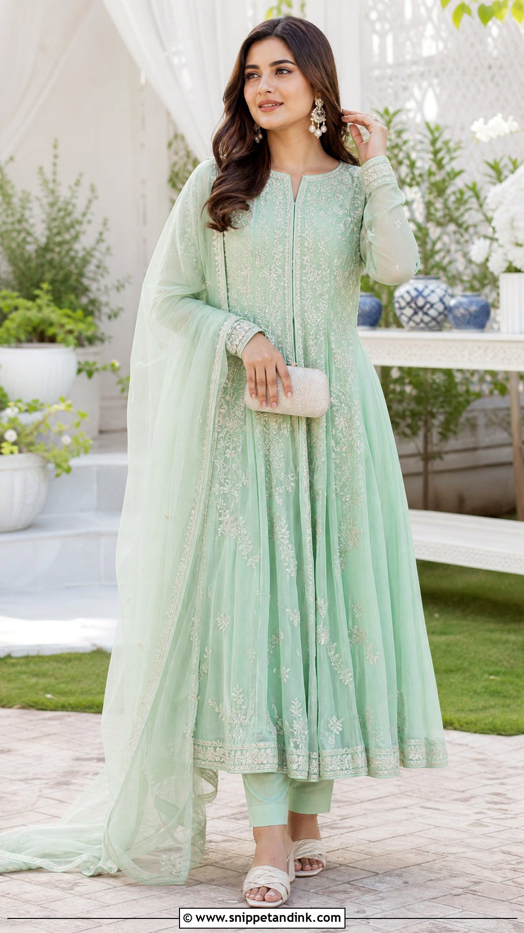 Mint Green Anarkali Dress For Day Function - Snippet and Ink - 20 Pakistani Function Dresses