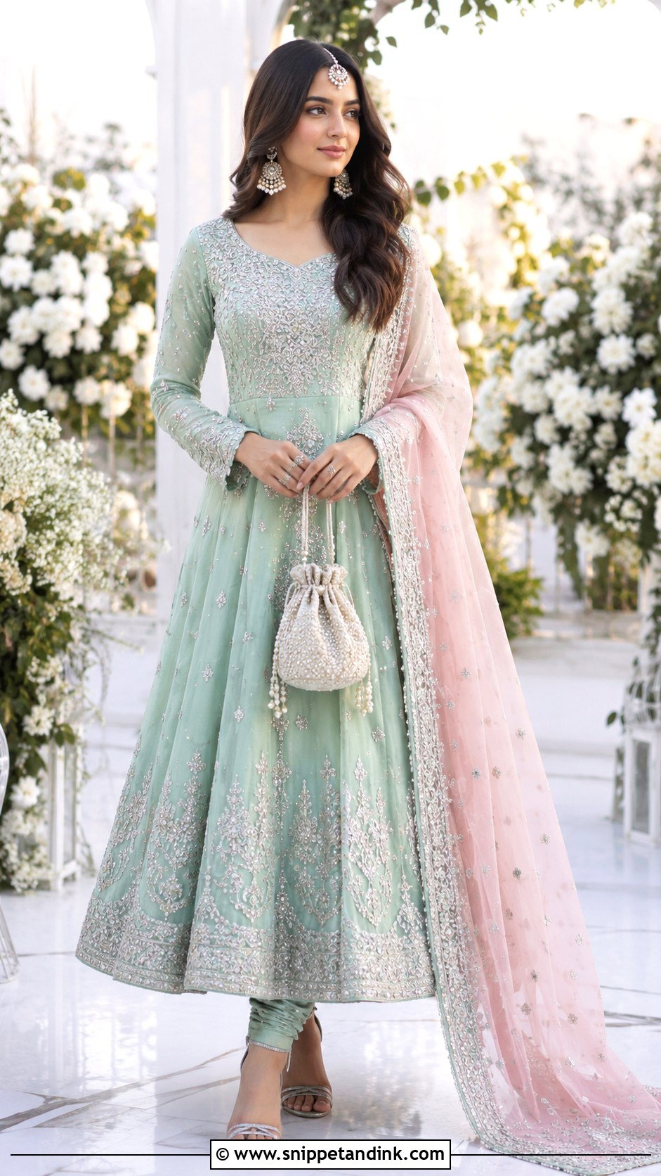 Mint Green Anarkali Mangni Dress - Snippet and Ink - 20 Mangni Dress Pakistani Bridal Ideas