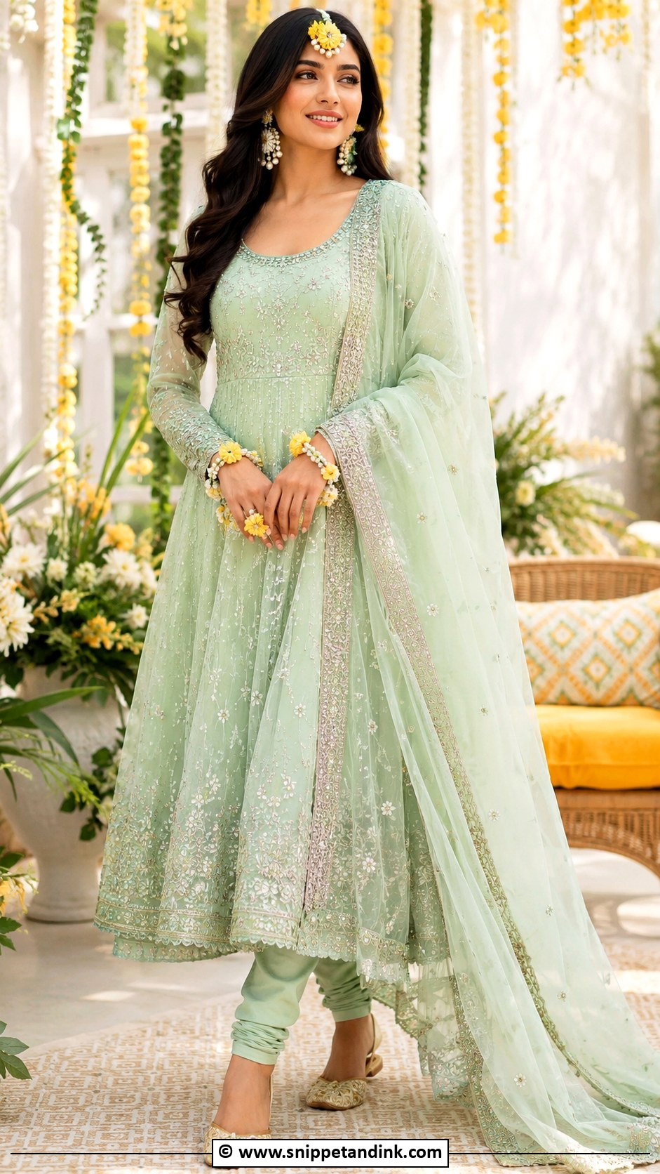 Mint Green Anarkali Mehndi Outfit - Snippet and Ink - 30 Mehandi Dresses Mehndi Outfit