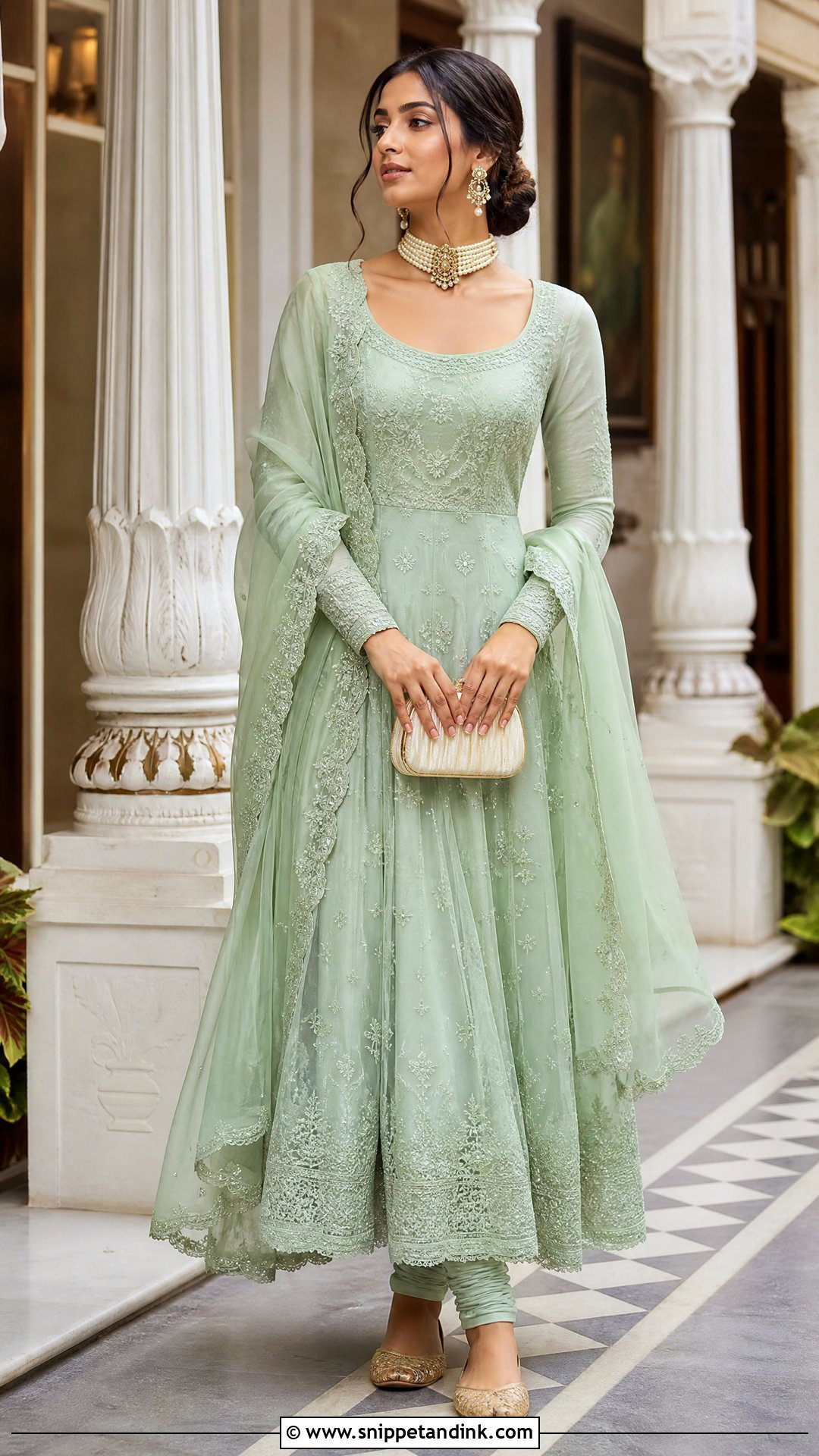 Mint Green Anarkali Suit - Snippet and Ink - 20 Pastel Indian Wedding Dress Ideas