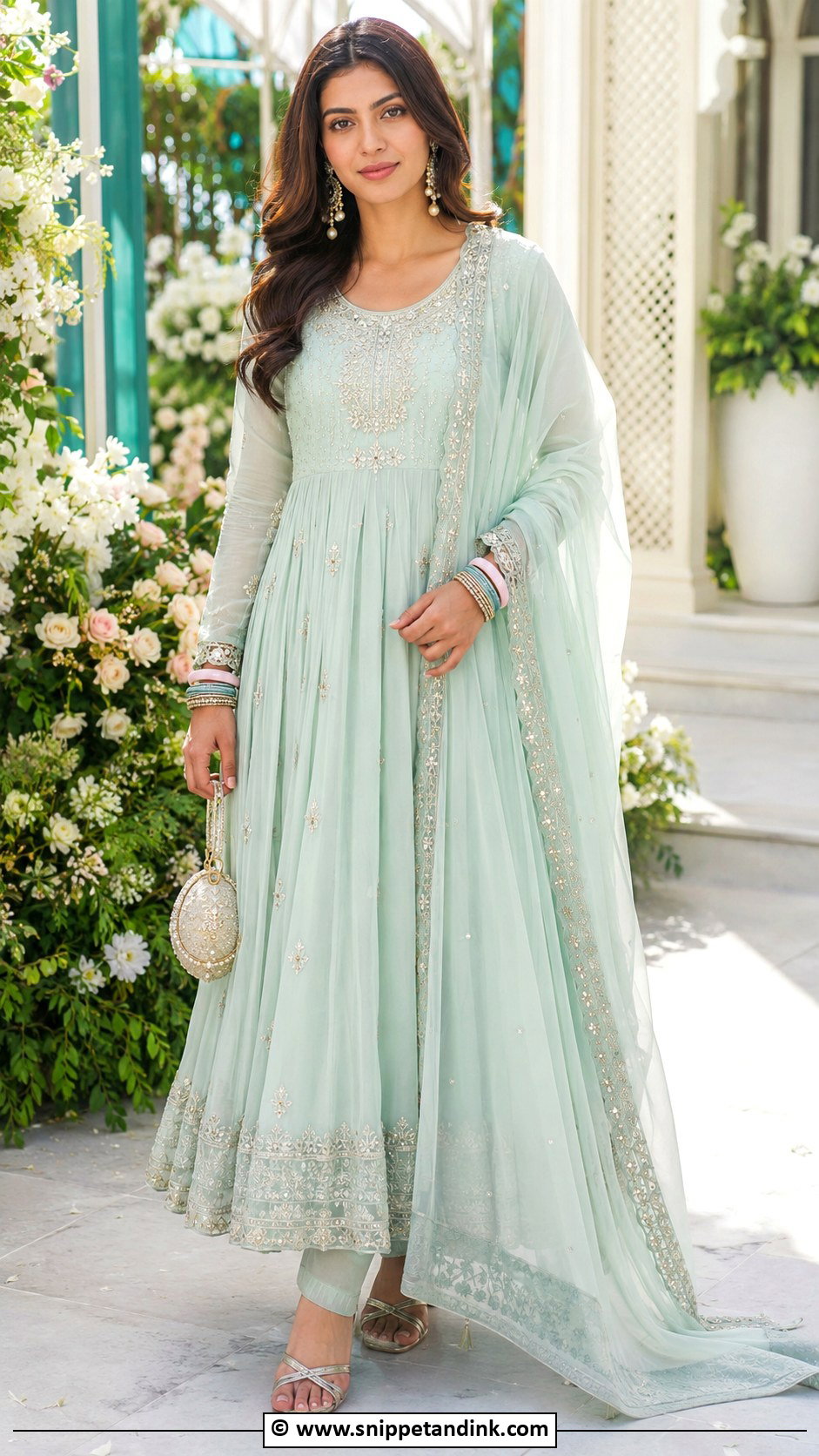 Mint Green Anarkali Wedding Suit - Snippet and Ink - 25 Heavy Anarkali Wedding Suits