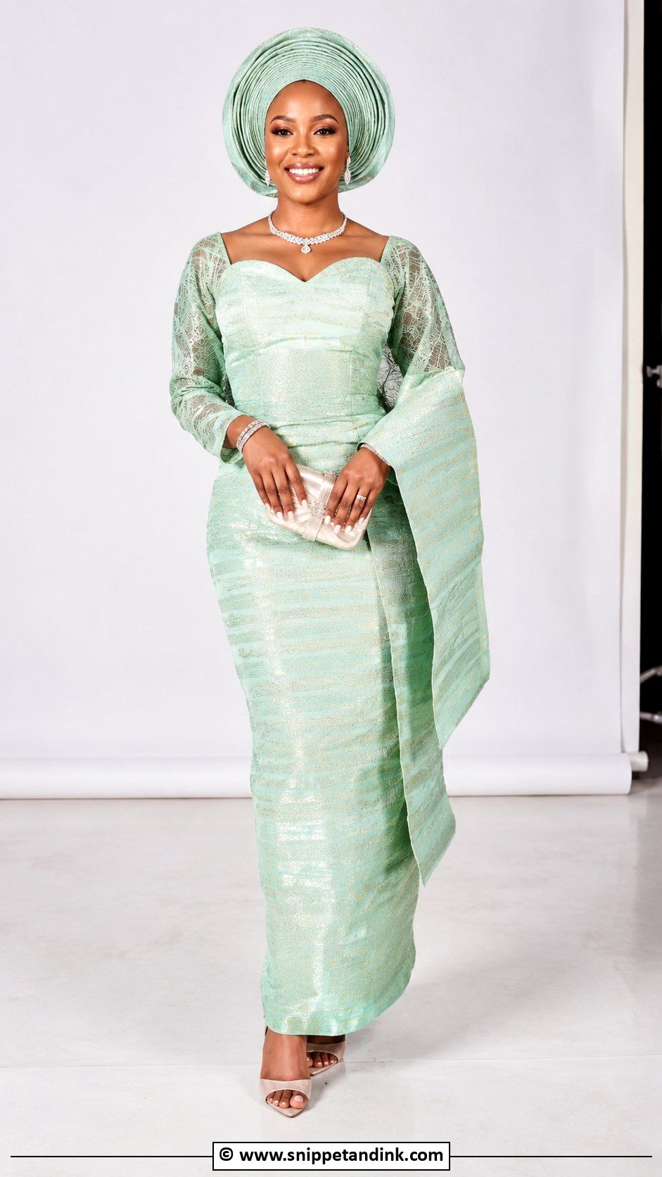 Mint Green Asooke Dress - Snippet and Ink - 25 Asooke Styles for Brides
