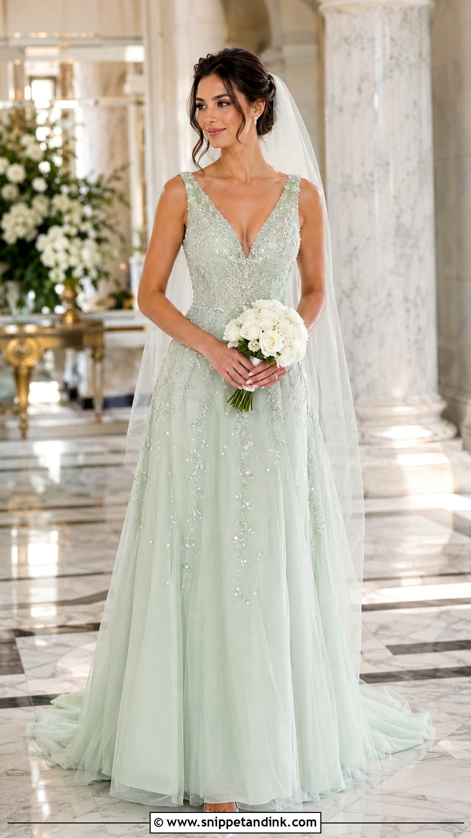 Mint Green Beaded Wedding Dress - Snippet and Ink - 20 Mint Green Wedding Dress Ideas