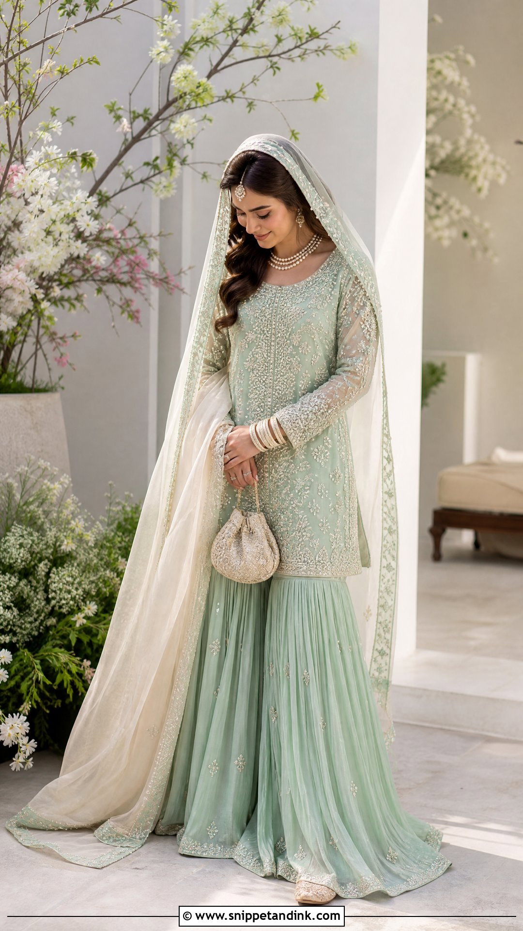Mint Green Bridal Sharara - Snippet and Ink - 20 Pakistani Bride Dresses