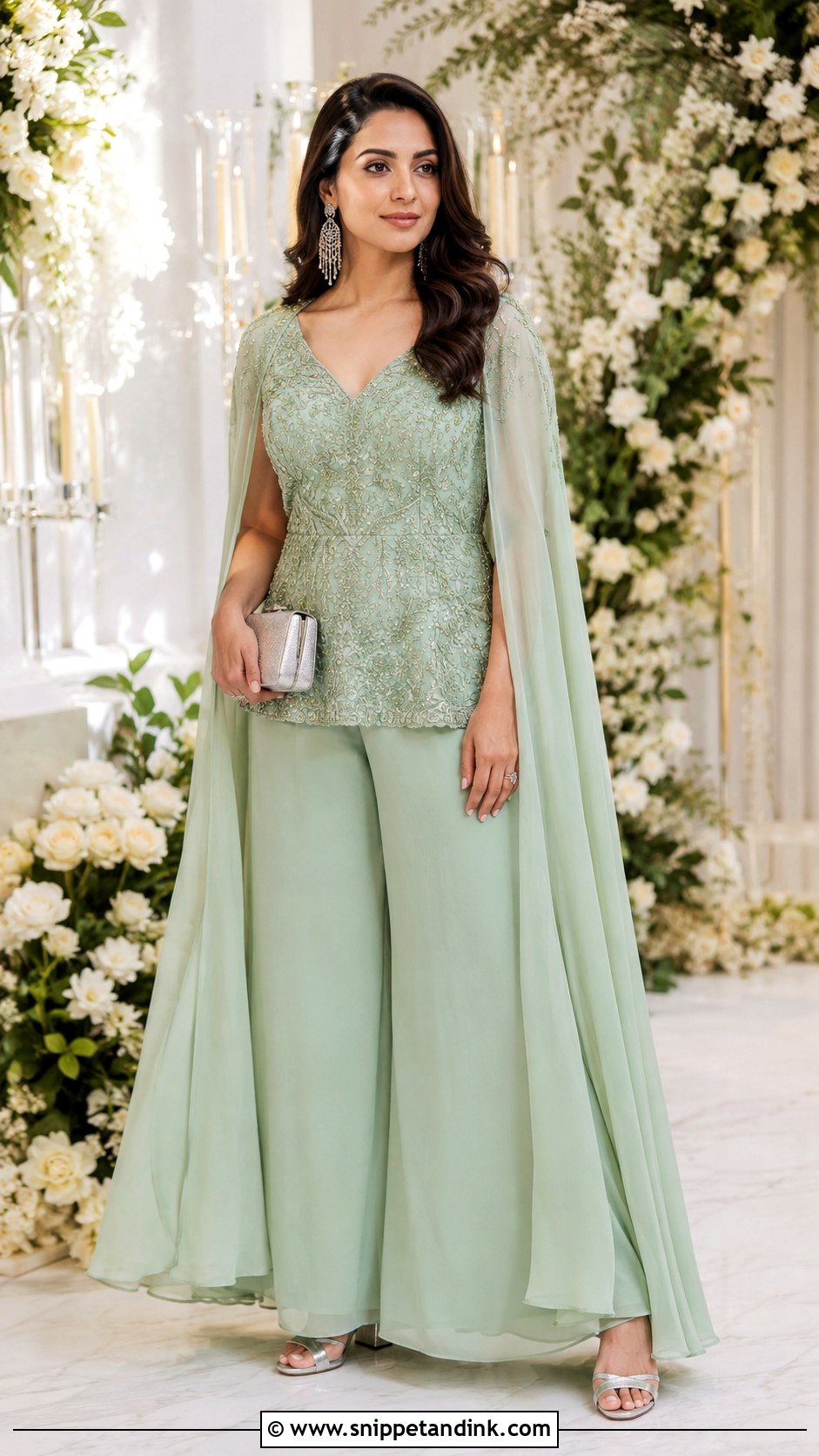 Mint Green Cape Set Jal Ceremony Outfit - Snippet and Ink - 20 Jal Ceremony Outfit Ideas