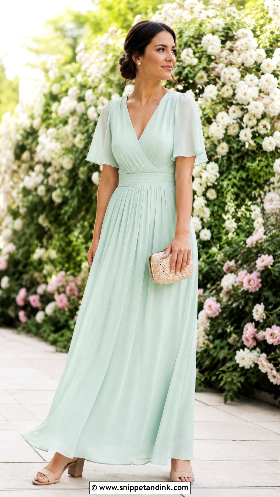Mint Green Chiffon Maxi Dress Wedding Outfit - Snippet and Ink - 25 Mint Green Dress Outfit Wedding Ideas
