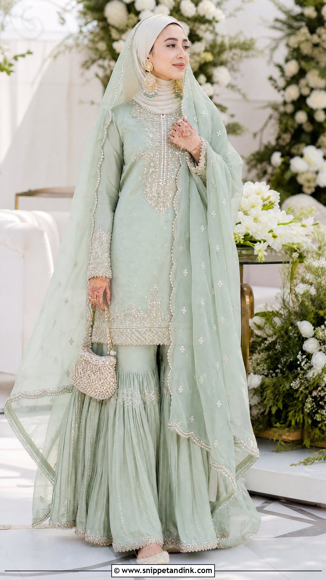 Mint Green Gharara Nikkah Bridal Dress - Snippet and Ink - 20 Nikkah Bridal Dress Ideas