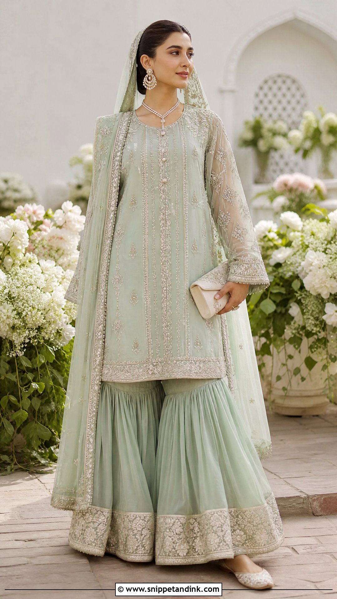 Mint Green Gharara Nikkah Dress - Snippet and Ink - 20 Nikkah Wedding Dress Ideas